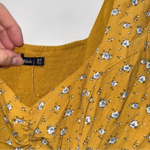 NWOT Abercrombie & Fitch Yellow Floral Mini Dress - Picture 3 of 8
